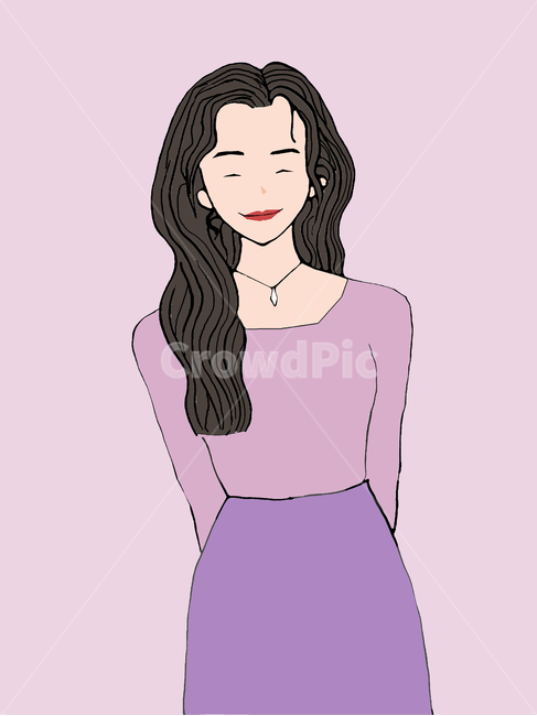 긴머리,웨이브,여자,프로필,인물,캐릭터,그래픽,일러스트레이션,graphic,illustration