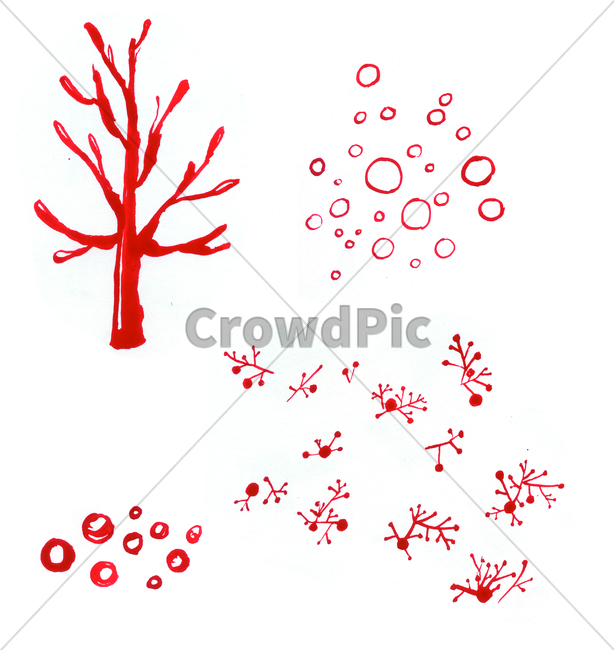 손그림,물감그림,handdrawing,watercolor,빨강,red,빨강색,나무,tree,나뭇가지,bough,twig,sprig,branch,나뭇잎,leaf,foliage,umbrage,원,circle