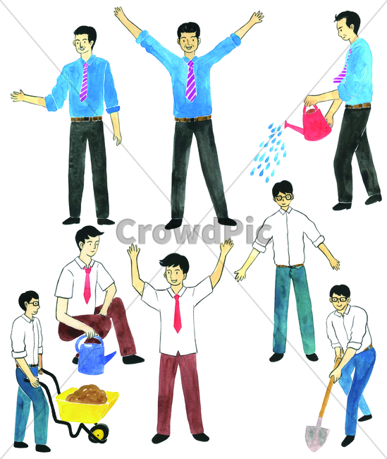 손그림,물감그림,handdrawing,watercolor,남자,man,직장인,officeworker,동료,colleague,associate