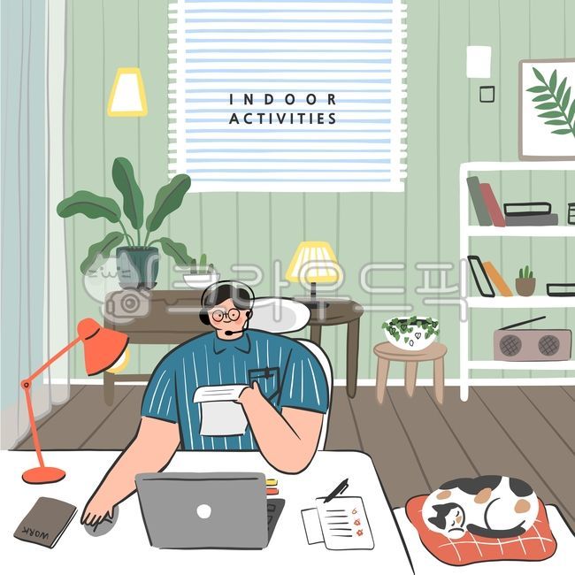 Call center,customer support,home,work from home,desk,cat,computer,work,business,flowerpot,bookshelf,studio,work,work,person,man,telemarketing,telemarketer,counselor,phone consultation,pet,corona,coronavirus,covid19,covid19,social