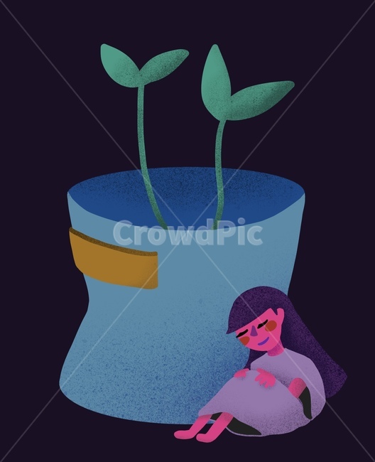 꽃,화분,위로,식물,마음,그래픽,일러스트레이션,graphic,illustration