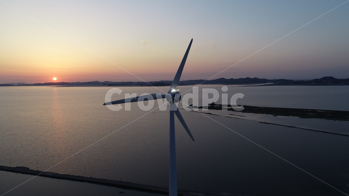 일몰,노을,풍력발전기,바다,태양,드론,드론사진,항공촬영,dji,sky,탄도항,인천