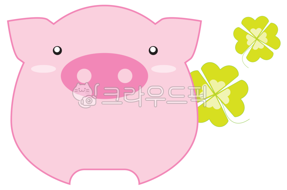 year of the pig,four leaf clover,luck,money,clover,Pig illustration,pig character,flc,pig