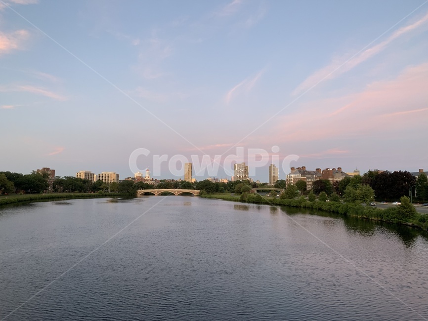보스턴찰스강,핑크노을,하늘과강,해질무렵,노을지는하늘,찰스강,sunset