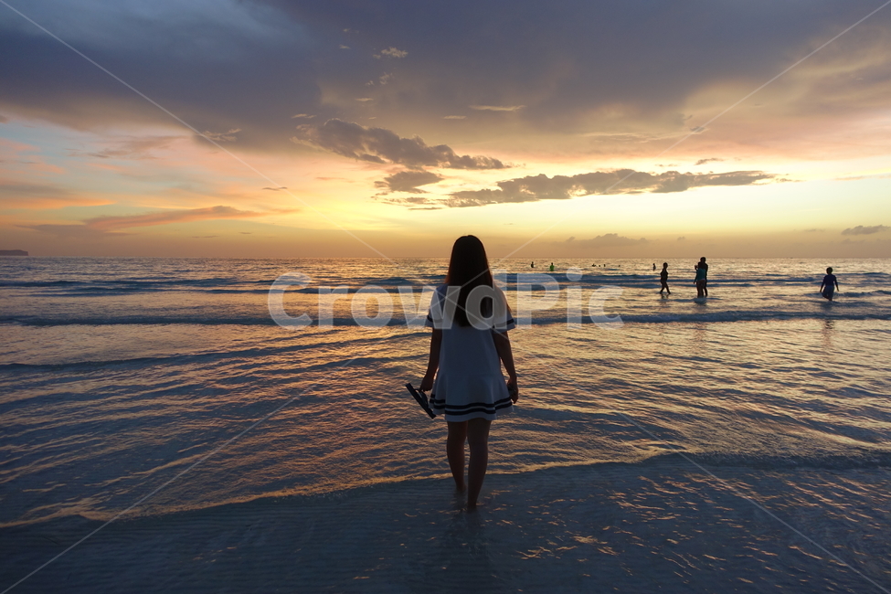 보라카이,화이트비치,해변,파도,석양,sunset,boracay,whitebeach,sky,사람,인물,인간,human,person,여성,여자,woman,female,lady