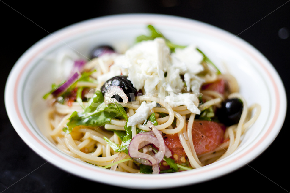 salad,spaghetti,olive,pasta,Salad Pasta,noodle,tomato,cheese