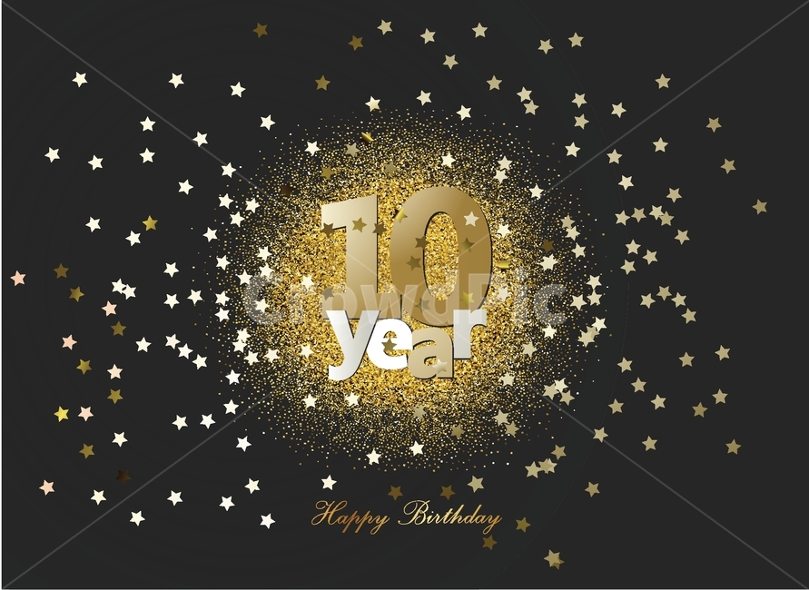 10주년,기념일,이벤트,행사,축하,별,반짝이다,휘날리다,뿌리다,골드,​,그래픽,일러스트레이션,graphic,illustration