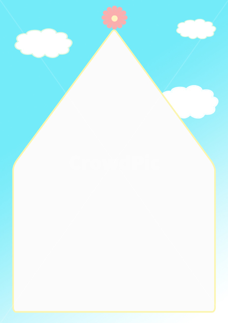 구름,집,꽃,하늘,노랑,파랑,프레임,그래픽,cloud,house,flower,sky,yellow,blue,frame,graphic,디자인,design