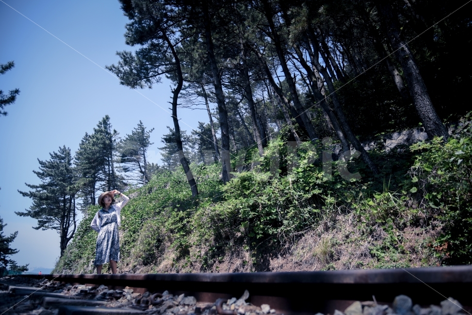 자연,인물,부산,기찻길,분위기,나무,자연,풍경,nature,landscape,여행,휴가,traveling,vacation,trip,사람,인물,인간,human,person,여성,여자,woman,female,lady,감정표현,기분,feeling,emotion,transportation,교통,railway,철도,train track,rail,레일,road,도로,gravel,자갈,dirt road,흙길