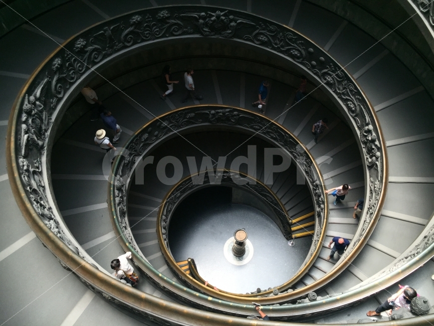Vatican,oval,stairs,spiral,steps,sunlight,brightness,person,contrast,dark,circle,Vatican Museum