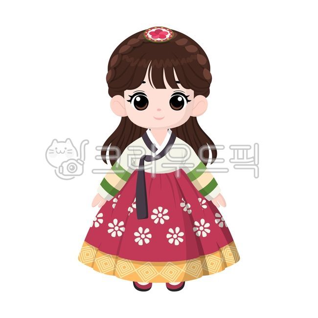 한복,한국,대한민국,빨강,저고리,치마,배씨,헤어핀,여자아이,여아,어린이,아이,색동저고리,설날,추석,일러스트,클립아트,디자인,그래픽,귀여운,스티커,삽화,드레스,공주,만화,꼬마,인형,복장,머리,댄스,사람,레이디,미소,미술,프린세스,벡터