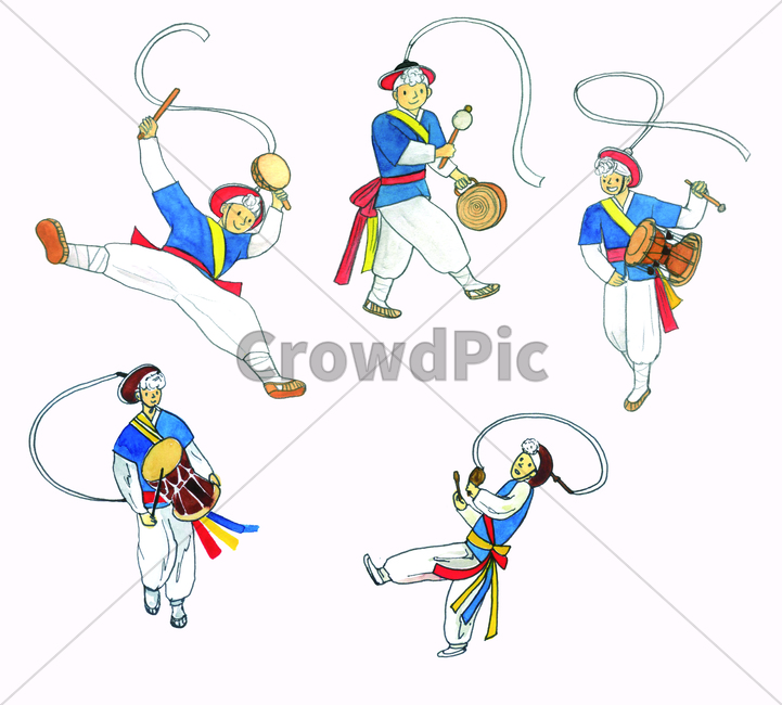 손그림,물감그림,handdrawing,watercolor,한국,korea,한복,hanbok,koreantraditionalclothes,사물놀이,samulnori,traditionalpercussionquartet