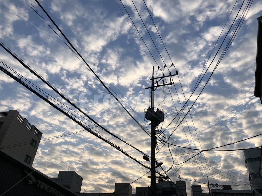 구름,하늘,가로등,오전,새벽,아침,산책