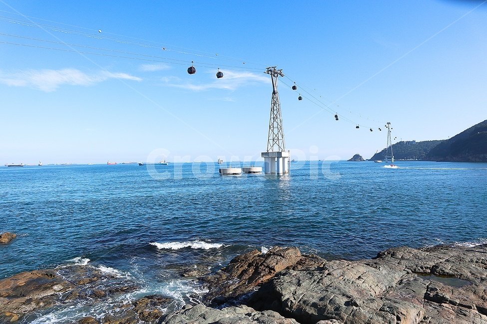 바다,케이블카,푸른,풍경,배경,해안지형