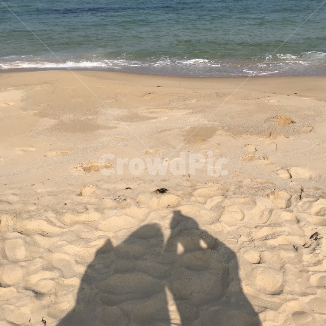 그림자,해변,모래사장,바다,강원도,강릉,주문진,커플,모래,동해바다,백사장