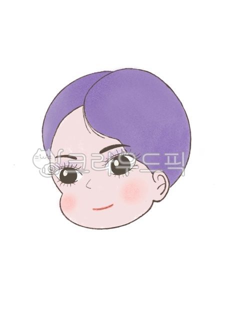 여자,캐릭터,세련,보라색,숏컷,person,human,face,얼굴