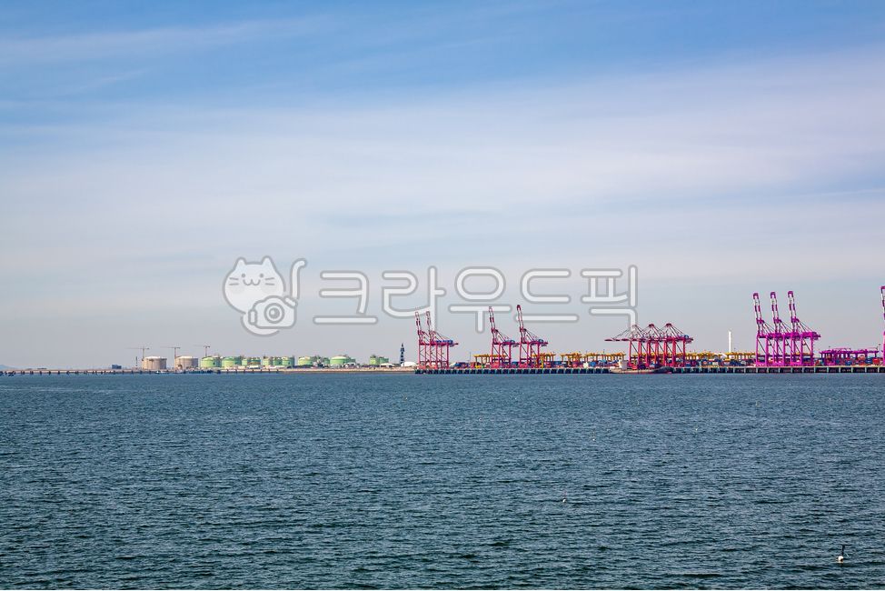 container,harbor,ship,logistics,industry,scenery,distribution,sea,wharf,cargo,Incheon New Port,crane,cranes,transport,transportation,Songdo,horizon,port,background,waterfront,cargo ship