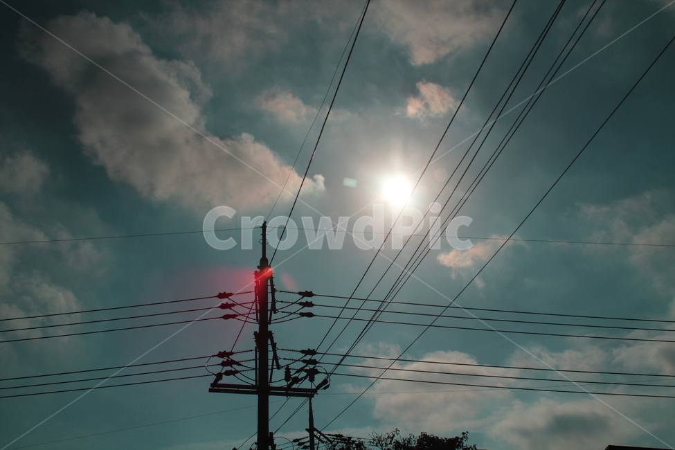 하늘,해,태양,빛,반사,구름,파란,자연,풍경,nature,landscape,cable,케이블,utility pole,전신주