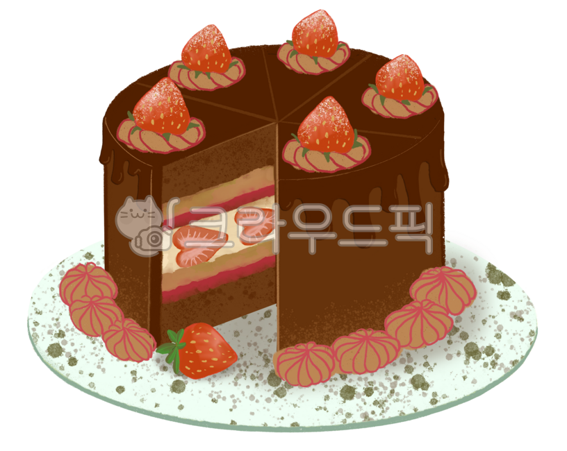 케이크,케이크일러스트,초코케이크,스초생,딸기케이크,케이크그림