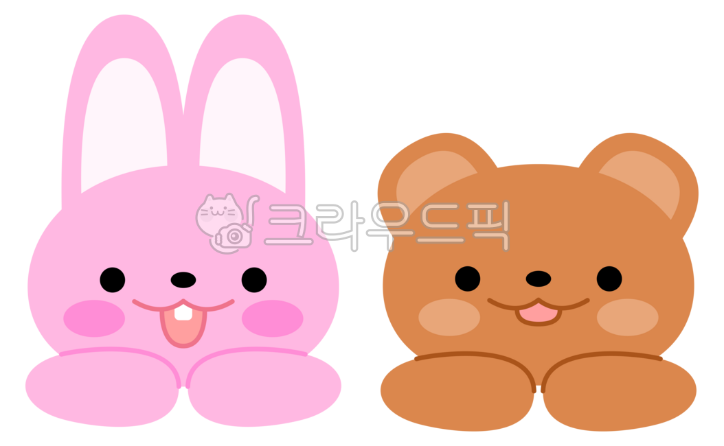 토끼곰,토끼,곰,함께,같이,까꿍,얼굴,분홍,갈색,미소,웃는