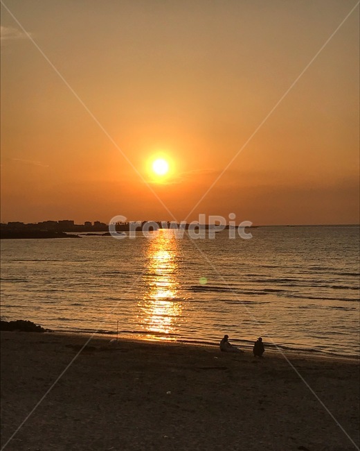 일몰,노을,주황,주황색,제주,제주도,바다,모래사장