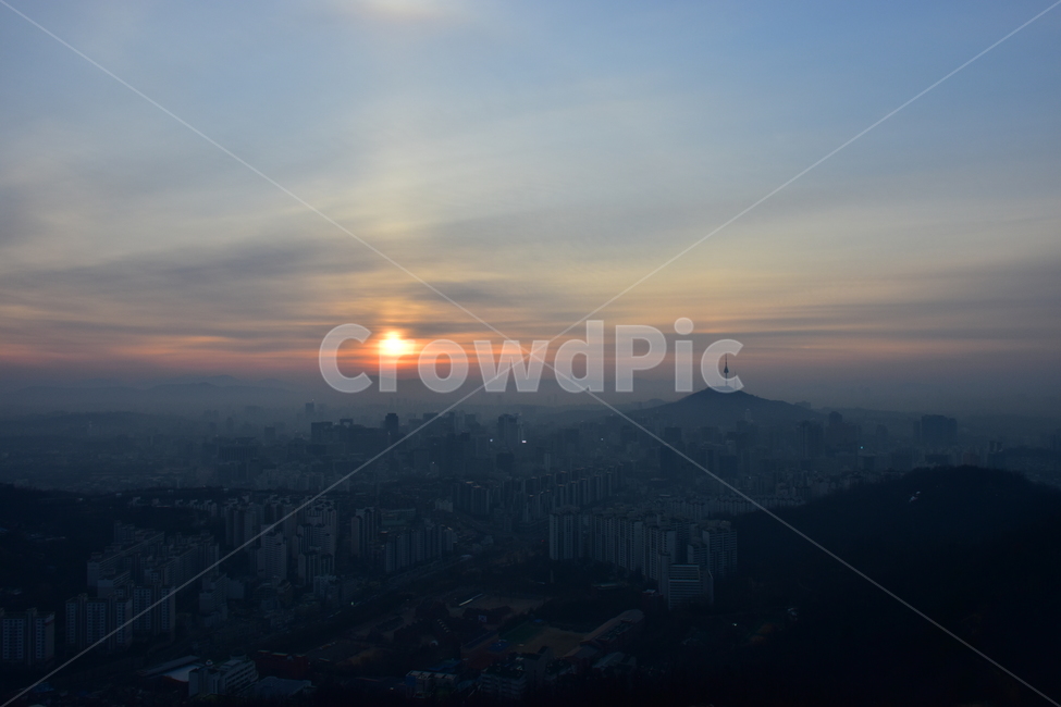 안산,일출,해맞이,해돋이,서울,아침,도시,도심지,풍경,미세먼지,겨울,도시,풍경,city,landscape
