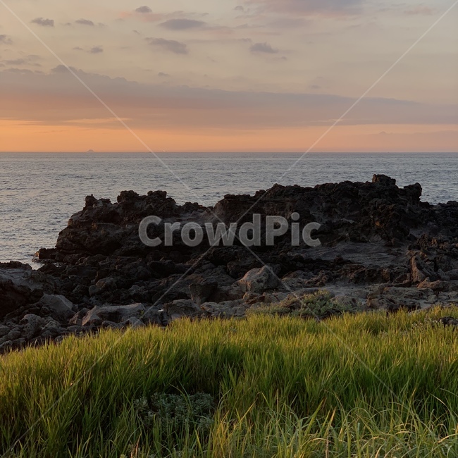제주도,일몰,자연,바다,하늘,풀,돌,sky,풍경,landscape,scenery,grass,rock,jeju,해변,분위기있는,따뜻한,감성,nature,sensible,healing,relaxation,휴식,힐링,rest,sea,sunset,바위