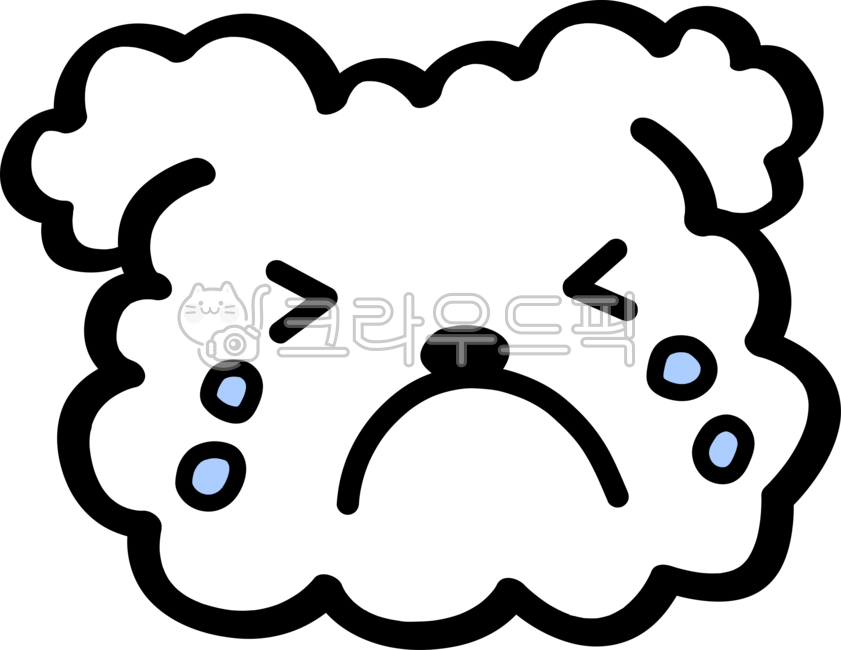 강아지,슬픔,강아지캐릭터,눈물,손그림,구름,흰색