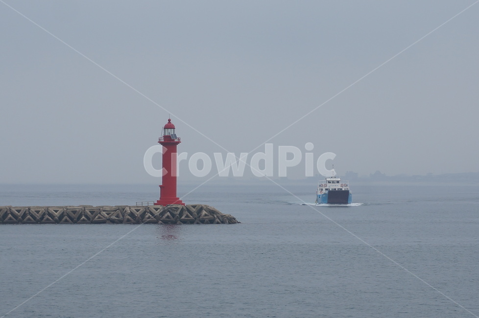 제주도,풍경,바다,빨간등대,등대,배