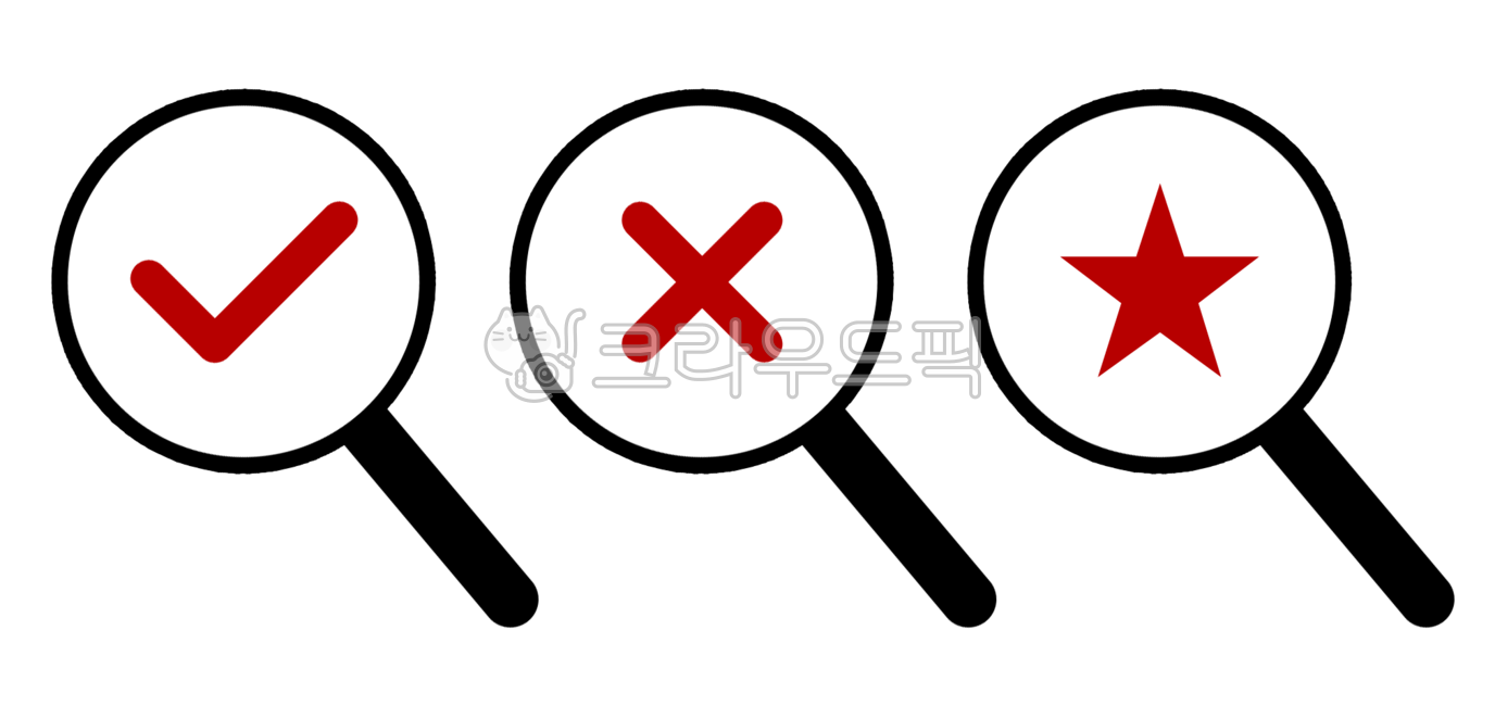 돋보기,체크,엑스,별,확대,크다,손잡이