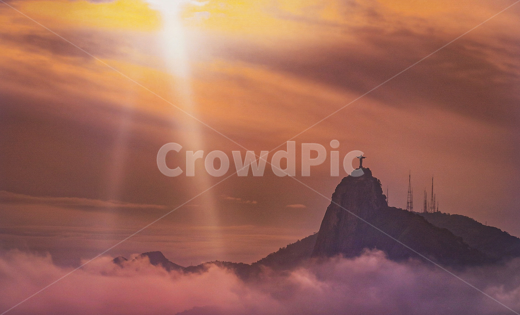 cloud,brazil,Catholic,Jesus,nature,sunset,Christian,Jesus statue,nightfall,God