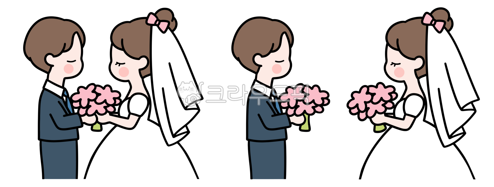 Wedding illustration,wedding,bride,groom,marriage,bride and groom,cute bride and groom,wedding,bride profile,groom profile,wedding profile,invitation,couple character,couple's day,thank you gift sticker,wedding sticker,newlyweds,weddi