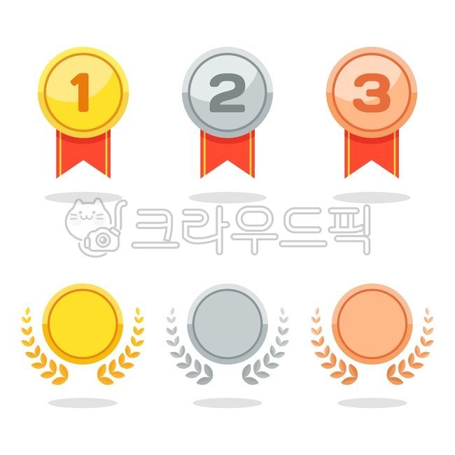 메달, 귀여운, 1등, 2등, 3등, 사진,이미지,일러스트,캘리그라피 - kurumistudio작가