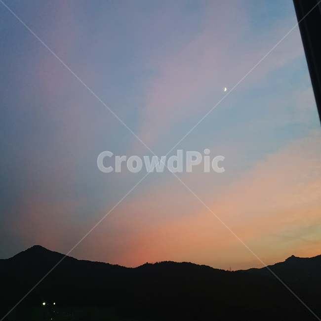 nature,자연,달,moon,rainbow,무지개,하늘,sky