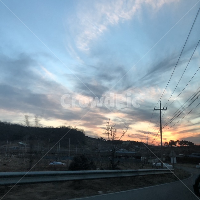 하늘,구름,배경,노을,전봇대,노을하늘