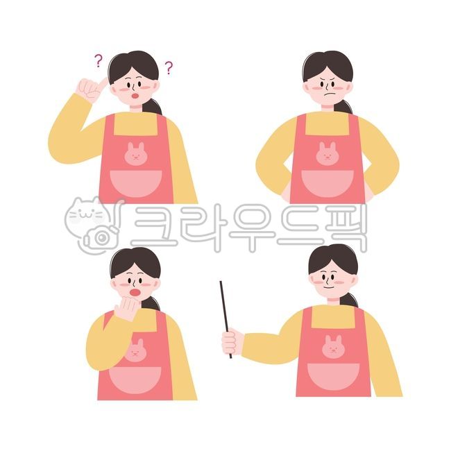 Kindergarten teacher,kindergarten teacher illustration,teacher,daycare,education,teacher illustration,daycare illustration,cute apron,angry teacher,anger,rage,question mark,curious,curiosity,class,surprise,astonishment,curiosity