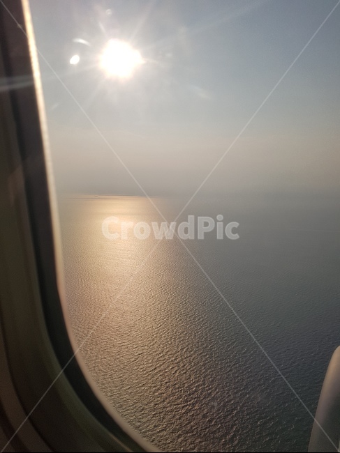 비행기,바다,햇빛,여행,노을,하늘,감성,window,창문