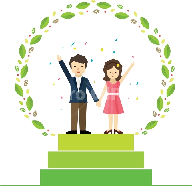 남자,여자,시상식,우승,성공,1등,환호,단상,일러스트,벡터,일러스트레이션,꽃가루,손잡다,서다,남녀,2명,웃음,행복,컨셉,희망,꿈,사람,인간,연인,커플,축제,행사,festival,carnival,event,그래픽,일러스트레이션,graphic,illustration
