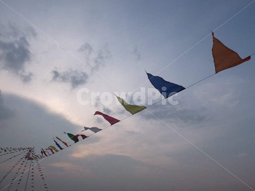 태국,일출,하늘,깃발,농카이,sky,sunset
