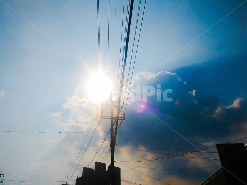 하늘,구름,빛,햇빛,light,전깃줄,건물,자연,풍경,nature,landscape
