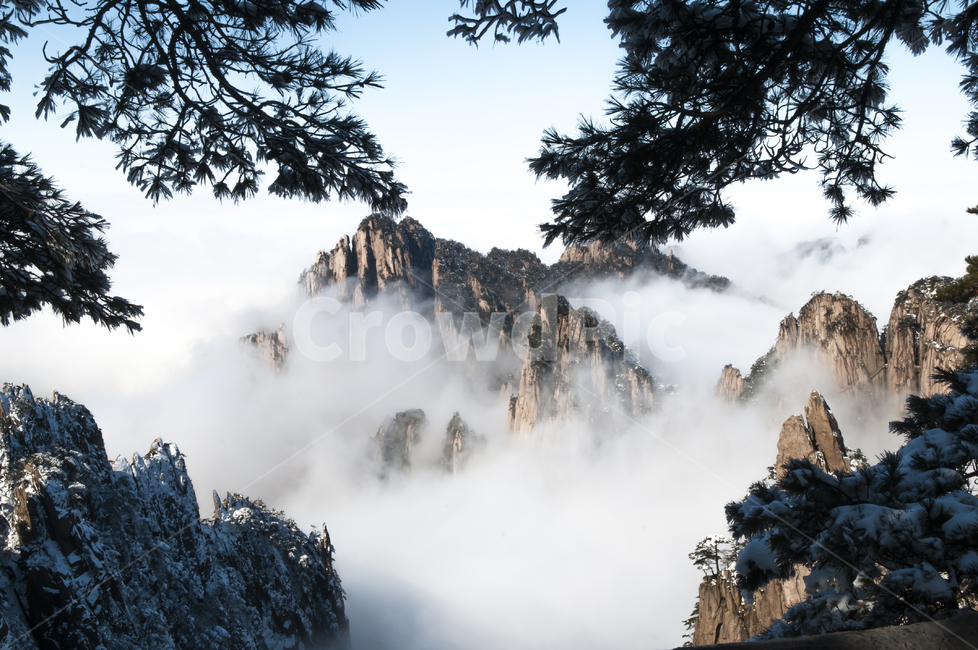 자연,풍경,경치,중국,산,황산,명산,정상,겨울,눈,설산,안개,운해,구름,구름바다,골짜기,하늘,기암,기암괴석,옥외,얼음,상고대,나무,소나무,돌산,바위,바위산,nature,outdoors,mountain,계곡,비경,절경,빙,ice,겨울,계절,winter,season,자연,풍경,nature,landscape