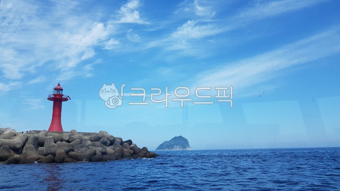 sky,cloud,ocean,red lighthouse,jeju island,Lighthouse,Wharf