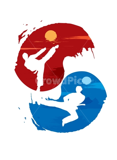 태권도,마샬아츠,무술,태극,발차기,사람,실루엣,인물,그림자,싸움,게임,스포츠,도복,남자,일러스트,로고,벡터,디자인,그래픽,일러스트레이션,graphic,illustration