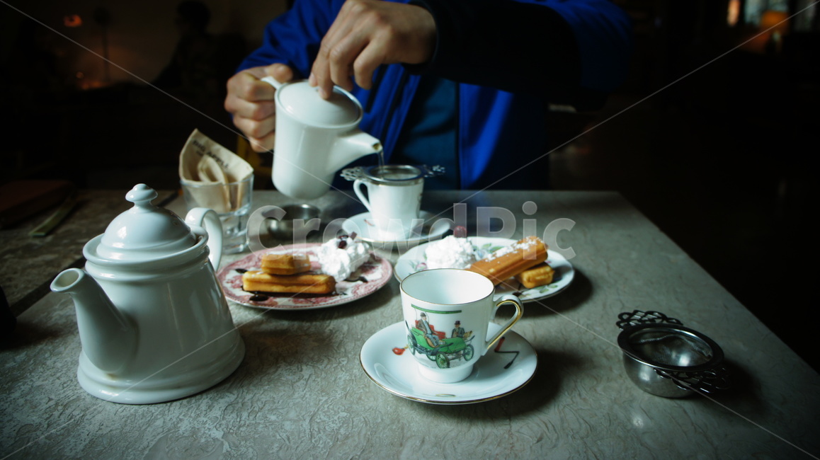 카페,디저트,찻잔,주전자,비네트,cafe,tea,차마시기