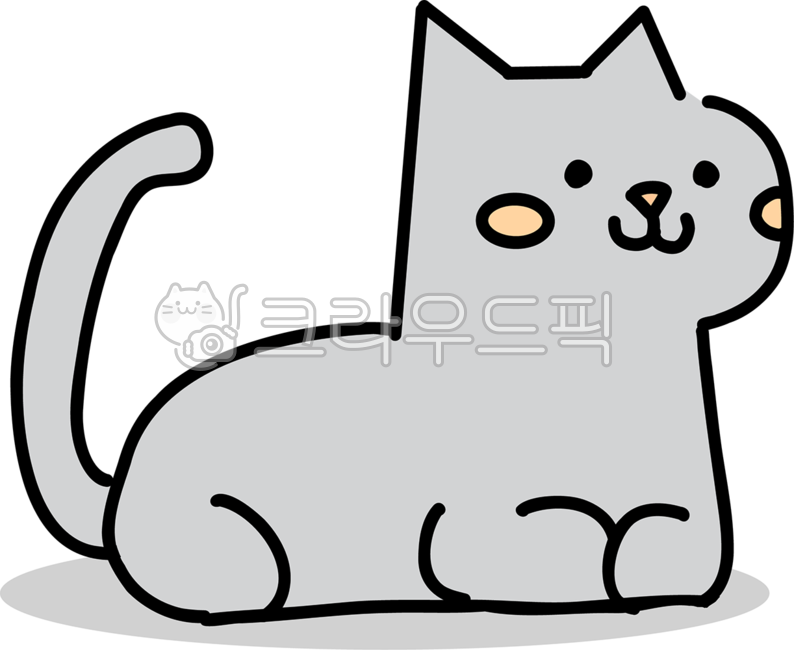 Cute cat,bread baking cat,cat,gray cat,animal,illustration,calligraphy