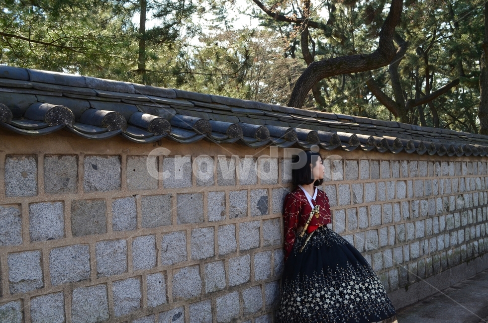 한복,경주,햇살,한국,돌담길,기다림,분위기,고요,한복,한국전통의상,hanbok,korean traditional clothes,사람,인물,인간,human,person,여성,여자,woman,female,lady