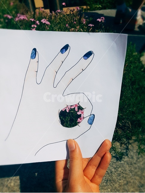 꽃,손모양,종이아트,ok,hand