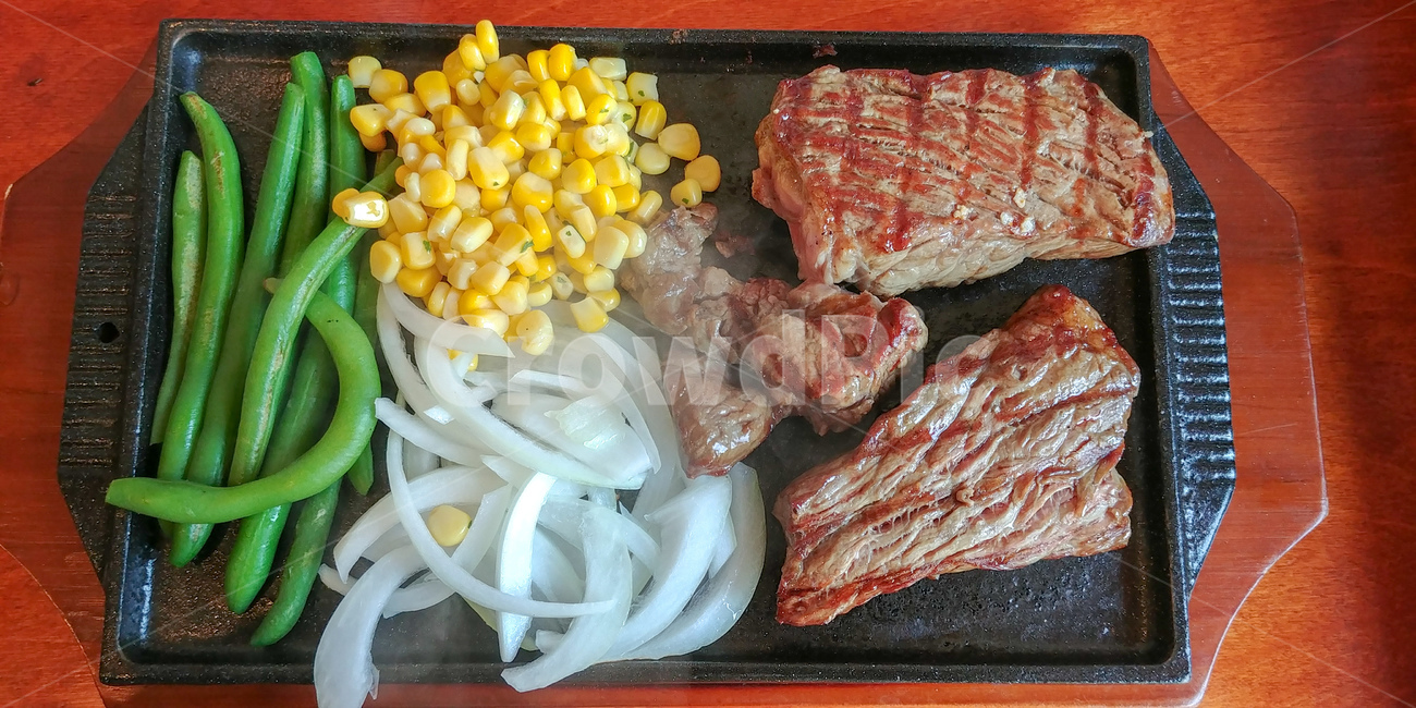 요리,음식,철판요리,스테이크,등심스테이크,줄기콩