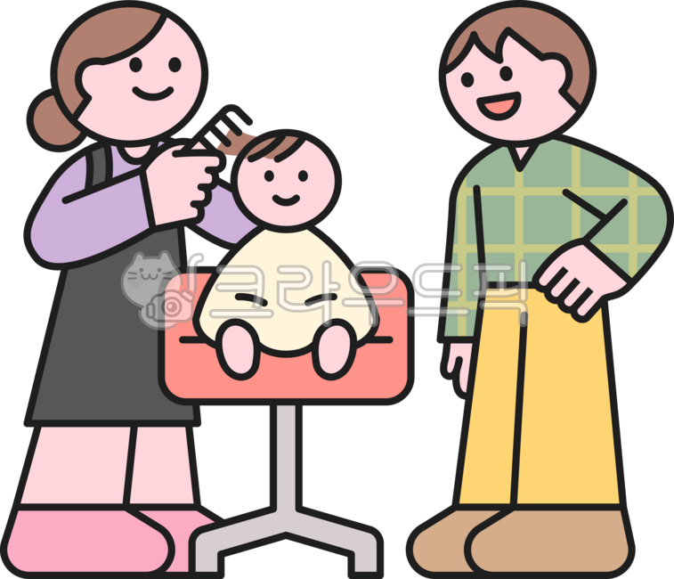 small and cute,outline,simple,simple,illustration,parenting,parent,baby,child,care,raise,cute,haircut,beauty,haircut,haircutting,hair salon,hairdresser,dad,mom