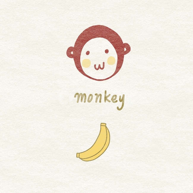 원숭이,동물,바나나,손그림,animal,monkey,일러스트,귀여운,그래픽,일러스트레이션,graphic,illustration